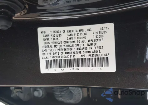 2016 Honda Accord Sport из США, поврежденный, VIN 1HGCR2F50GA133185